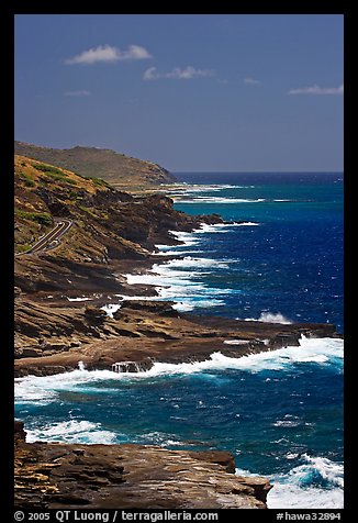 Coastline and highway, South-East. Oahu island, Hawaii, USA (color)