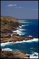 Coastline and highway, South-East. Oahu island, Hawaii, USA