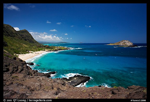 Makapuu Beach and Rabbit Island. Oahu island, Hawaii, USA (color)