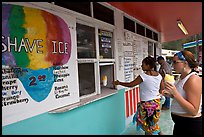 Women ordering shave ice, Waimanalo. Oahu island, Hawaii, USA (color)