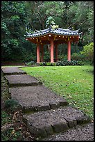 Fishing Hut Pavilion, Byodo-In temple. Oahu island, Hawaii, USA ( color)