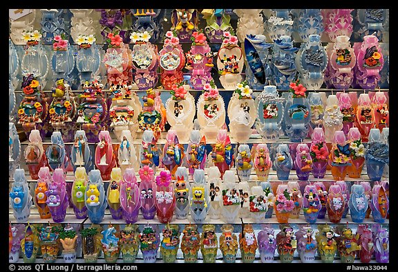 Rows of Hawaian candles. Waikiki, Honolulu, Oahu island, Hawaii, USA (color)