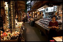 Woman and stands, International Marketplace. Waikiki, Honolulu, Oahu island, Hawaii, USA ( color)