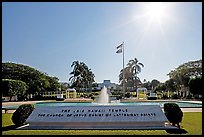 Mormon temple and sun, afternoon, Laie. Oahu island, Hawaii, USA