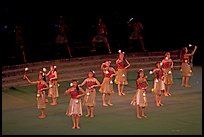 Dance Performance by Maori women. Polynesian Cultural Center, Oahu island, Hawaii, USA