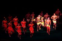 Samoa islanders performing a slap dance. Polynesian Cultural Center, Oahu island, Hawaii, USA ( color)