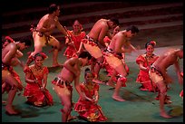 Dance performed by Samoa islanders. Polynesian Cultural Center, Oahu island, Hawaii, USA (color)