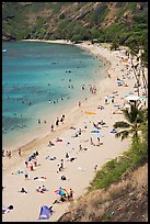 Hanauma Bay beach from above. Oahu island, Hawaii, USA