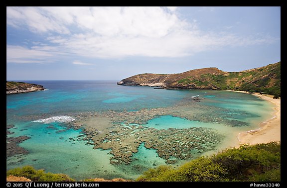 Hanauma Bay with no people. Oahu island, Hawaii, USA (color)