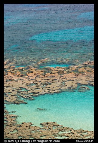 Reefs and sandy pools of Hanauma Bay. Oahu island, Hawaii, USA