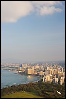 Honolulu seen from the Diamond Head crater, early morning. Honolulu, Oahu island, Hawaii, USA ( color)