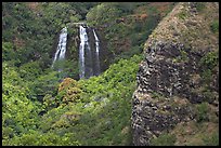 Opaekaa Falls and cliff. Kauai island, Hawaii, USA