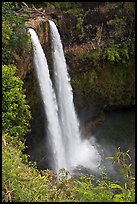 Wailua Falls, mid-morning. Kauai island, Hawaii, USA (color)