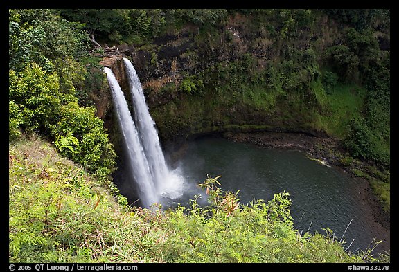 Wailua Falls, mid-morning. Kauai island, Hawaii, USA