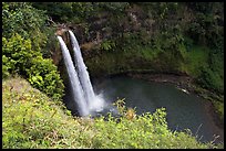 Wailua Falls, mid-morning. Kauai island, Hawaii, USA (color)