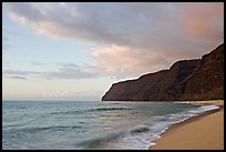 Polihale Beach and Na Pali coast,  sunset. Kauai island, Hawaii, USA (color)