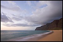 Polihale Beach and Na Pali cliffs,  dusk. Kauai island, Hawaii, USA