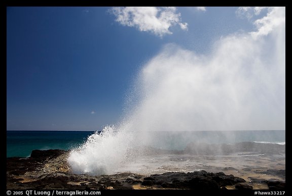 Spouting horn blow hole. Kauai island, Hawaii, USA (color)