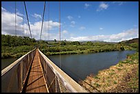 Swinging bridge, Hanapepe. Kauai island, Hawaii, USA (color)