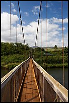 Wooden swinging bridge, Hanapepe. Kauai island, Hawaii, USA (color)