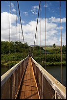 Wooden swinging bridge, Hanapepe. Kauai island, Hawaii, USA