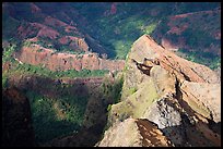 Shadows and light on ridges, Waimea Canyon, afternoon. Kauai island, Hawaii, USA ( color)