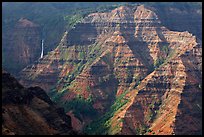 Waimea Canyon and waterfall, afternoon. Kauai island, Hawaii, USA