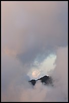 Hole in the clouds, Kalalau lookout, sunset. Kauai island, Hawaii, USA ( color)