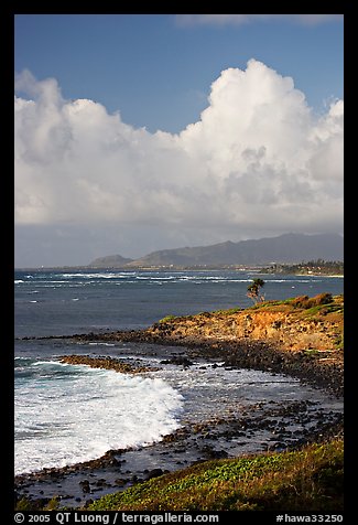 Coastline north of Kapaa, early morning. Kauai island, Hawaii, USA