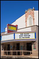 Movie theater with text celebrating Kauai, Lihue. Kauai island, Hawaii, USA