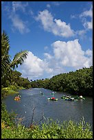 Kayakers, Hanalei River. Kauai island, Hawaii, USA (color)