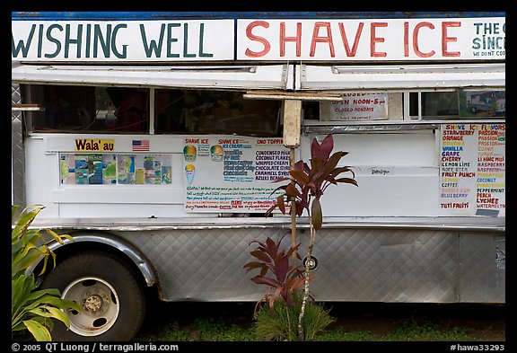 Truck selling shave ice. Kauai island, Hawaii, USA