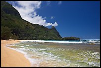 Tunnels Beach, and Makua Peak. North shore, Kauai island, Hawaii, USA (color)