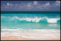 Breaking wave and turquoise waters, Haena Beach Park. North shore, Kauai island, Hawaii, USA ( color)