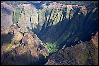 Aerial view of a crater, Na Pali Coast. Kauai island, Hawaii, USA (color)