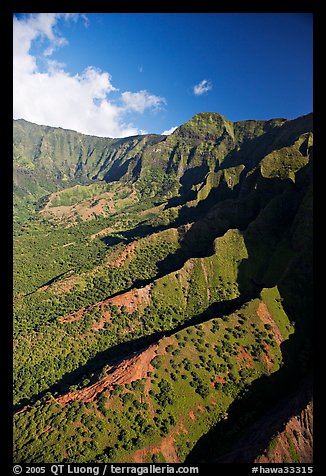 Aerial view of a valley, Na Pali Coast. Kauai island, Hawaii, USA (color)
