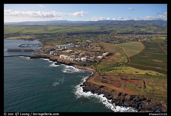 Aerial view of Port Allen. Kauai island, Hawaii, USA (color)