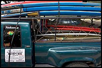 Pick-up truck loaded with surfboards, Hanalei. Kauai island, Hawaii, USA ( color)