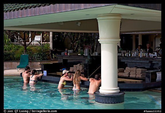 Swim-up bar, Princeville hotel. Kauai island, Hawaii, USA (color)