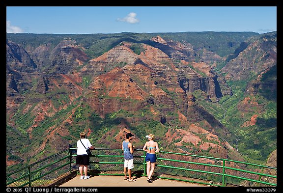 Visitors,  Waimea Canyon lookout. Kauai island, Hawaii, USA