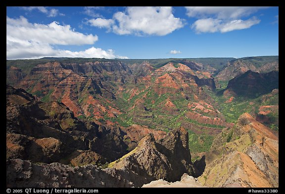 View from Waimea Canyon lookout, afternoon. Kauai island, Hawaii, USA