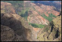 Waipoo falls and Waimea Canyon, afternoon. Kauai island, Hawaii, USA (color)