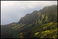 Kalalau Valley and clouds, late afternoon. Kauai island, Hawaii, USA ( color)