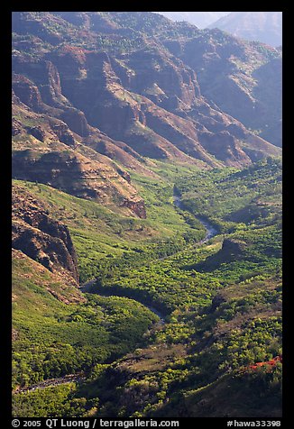 Waimea River, lower Waimea Canyon, early morning. Kauai island, Hawaii, USA (color)