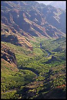 Waimea River, lower Waimea Canyon, early morning. Kauai island, Hawaii, USA (color)