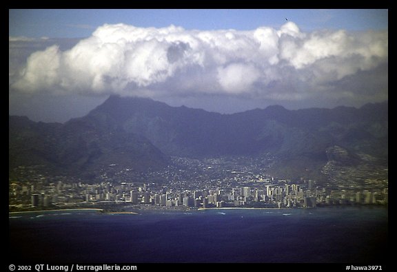 Aerial view. Waikiki, Honolulu, Oahu island, Hawaii, USA (color)