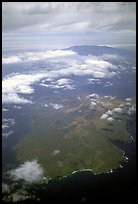 Aerial view of Kohoolawe, Maui in the background. Maui, Hawaii, USA (color)