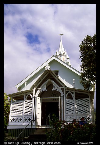 Saint Benedict Catholic Church called Painted Church, Captain Cook. Big Island, Hawaii, USA (color)