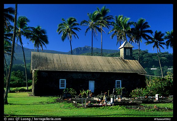Ihiihio Iehowa o na Kaua Church, Keanae Peninsula. Maui, Hawaii, USA (color)