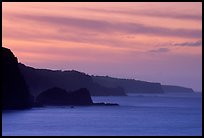 The north coast at sunset, seen from the Keanae Peninsula. Maui, Hawaii, USA (color)